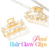 Banatra Rhinestone Claw Clips Gold Metal Hair Clip Small Pearl Hair Clip Claws Sparkly Hair Accessories For Women And Girls