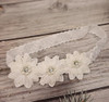 Rannyrena Baby Girls Lace Headband Handmade Flower Hair Band Infants Head Wrap Soft Elastic Pearl Floral Hairband For Newborn Toddler Kids