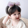 Rannyrena Cute Baby Girl Headband With Lace Bow And Crown Elastic Lace Bow Hair Band Newborn To Toddler Hair Accessory Shower Birthday Party
