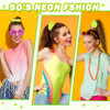 Tyqour 2Pcs 80S Neon Scrunchies Soft Hair Scrunchiesneon Hair Accessories Elastic Hair Bands Hair Ties Ponytail Holders Yellow Scrunchy Hair