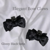 2Pcs Elegant Black Satin Bow Claw Clips For Women Cute Side Jaw Clips For Princess Hairstyles Non Slip Vintage Hair Styling Accessories For