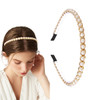 Yarn And Ink Women S Pearls Headbands Fashion Beaded Metal Headband Vintage Hair Accessories Non Slip For Women Girls Pearls Line