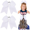 2 Pcs 8 Inch Cheer Hair Bows Large Cheerleading Big Hair Bows With Ponytail Holder For Teen Girls White