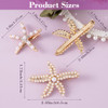Pagow 3 Pcs Starfish Hair Clips Gold Rhinestone Pearls Crystal Hair Clips