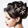 Pagow 3 Pcs Starfish Hair Clips Gold Rhinestone Pearls Crystal Hair Clips