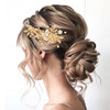 Jonky Gold Flower Hair Clip Bride Wedding Headpiece Bridal Hair Accessories For Women