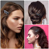 Hinzic 2Pcs Vintage Rhinestone Clips Barrettes Ink Blue Crystal Barrettes