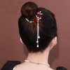 Myhiju Pearl Rose Hair Clips Tassel Pill Hair Clip Fashionable Elegant Metal Claw Clips Ponytail Buckle Vintage Hair Pearls Red Rose Flower