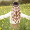 Sucrain 1Pcs Flower Hippie Headband Floral Crown Summer Sunflower Hair Accessories For 70 S Bohemian Costumes Style For Women White