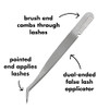 E.L.F. False Eyelash Applicator Dual Ended Tool Featuring Tweezers And Comb For Easily Applying False Lashes Stainless Steel Vegan And
