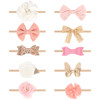 Aqokka Baby Girl Headbands With Bows Soft Nylon Newborn Toddler Hairbands Handmade Baby Hair Accessories For Infant Girls Kids