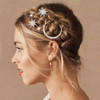 Bartosi Rhinestone Moon Hair Clips Silver Star Hairpins Crystal Decorative Bobby Pin Bride Wedding Hair Pins Side Clip Hair Accessories For