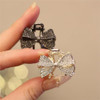 Xiwstar 2Pcs Mini Claw Clips Crystal Rhinestone Bow Hair Clips Small No Slip Grip Jaw Clips Glitter Teeth Metal Clamps Hair Accessories For