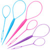 Schembo Topsy Tail Hair Tool Set 6Pcs Loop Styling Tool Ponytail Pull Through Two Sizes 3 Colors Pink Purple Blue For Women Girls And Kids