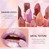 Hosaily Metallic Pink Frost Glitter Lipstick For Women Long Lasting High Shine Diamond Creamy Nude Light Pink Lipstick Transfer Proof