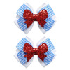 Jiaduo 2Pcs Blue White Gingham Hair Bow Clip Checker Wizard Accessory