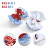 Jiaduo 2Pcs Blue White Gingham Hair Bow Clip Checker Wizard Accessory