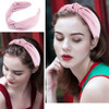 Atoden Pink Knotted Headband Wide Top Knot Head Band Non Slip Plain Solid Color Hair Bands Fashion Hair Accessories For Women Girls