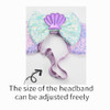 Batsysm Adjustable Mermaid Mouse Ears Hair Bow Headband Elastic Hairband For Baby Girls