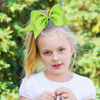 Kicosy 2 Pack Jumbo Bows Hair Ties Hot Pink And Neon Green 80S 90S Glow Party And Cheerleading Bows For Girls Retro Hair Accessories