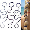 Handwoven Elastic Hair Ties For Women 3 Pack Braided Ponytail Holders Damage Free For Long Hair Swimming Sports Wind 16 Mix Blue