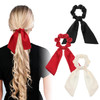 Mabor 3 Pcs Knotted Bow Satin Hair Scrunchie Hair Scarf With Tail Scrunchies Elastic Scarf Ponytail Holder For Women Beige Black And Wine