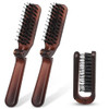 Qjaiune 2 Pack Foldable Boar Bristle Brush 3.7 Pocket Size Amber
