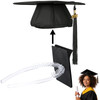 Franimo Graduation Cap Headband With Hook And Loop Felt Clear