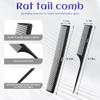 Wxypterous Professional Black Carbon Fiber Teasing Comb Fine Tooth Hair Barber Comb For All Hair Types 2Pcs