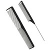 Wxypterous Professional Black Carbon Fiber Barber Combs Fine And Wide Tooth Teasing Comb For All Hair Types Black 2Pcs