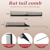 Wxypterous Professional Black Carbon Fiber Barber Combs Fine And Wide Tooth Teasing Comb For All Hair Types Black 2Pcs
