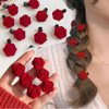 Mini Rose Hair Clip For Women Girls Red Flower Barrettes Headpiece Vintage Pins For Gift 8