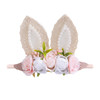 Kidocheese Baby Girl Floral Easter Bunny Ears Headband Rabbit Ears Nylon Hairband For Newborn Infant Toddler Easter Hair Accessories Gift