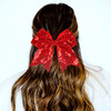 Xansema Women Girls Kids Teens Sequins Hair Bows Elastic Hair Tie Ribbon Large Cheer Bow Ponytail Holder Hair Band Deep Purple