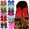 Xansema Women Girls Kids Teens Sequins Hair Bows Elastic Hair Tie Ribbon Large Cheer Bow Ponytail Holder Hair Band Deep Purple