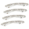 Small Sparkly Rhinestone Bling Hair Clips Silver Metal Rectangular Spring Hair Barrettes Hair Accessories Crystal Ponytail Holder Side Clips