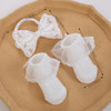 Baby Lace Bow Headband And Sock Set Toddler Infant Cotton Socks Baptism Headband White Christening Headbands Tsfd57 White Free Size