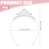 2Pcs Princess Crown Tiara Crystal Rhinestone Non Slip Crown Headbands For Girls And Women