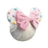 Jiahang Baby Girl Velvet Mouse Ears Turban Headwrap With Beadings Velvet Hair Bow Headband For Infant Toddlers Kids
