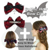 2Pcs Gothic Bow Clips 3.96 Halloween Hairbows Punk Hair Accessories For Girls Women Black Lace And Red Bow With Cross Duckbill Clips