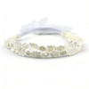 Pyalxdn 1 Pcs Double Layer Elegant White Flower Christening Headbands For Baby Girl Elastic Soft Lace With Cute Tulle Pearl Hair Strap