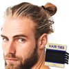 Havhaf Knotted Mens Hair Ties For Men 5 Pcs Wide Black No Damage Crease Breakage Man Bun Hair Tie Men With Long Hair For Buns Curly Thick