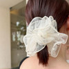 Jkqbux 2 Pcs Lace Organza Scrunchies Elastic Hair Bands Hair Accessories For Women Girls Elegant Hair Ties Ponytail Thick Curly Hairs