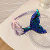 Rftwxhpn Little Mermaid Headband For Girls Women Sequins Glitter Fish Tail Head Band With Green Starfish Hair Accessories For Women Fishtail