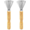 2Pcs Mini Hair Brush Cleaner Set With Wooden Handle And Metal Wire Rake Portable Comb Cleaner