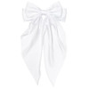 White Hair Bow For Women Girls Big Satin Bow Clip With Long Tail White Hair Accessories