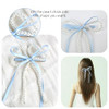 2 Pcs Light Blue Ribbon Bow Clip Adjustable Shape Pearl Hair Accessories For Girls Women Wedding Birthday Back To School