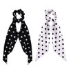 Polka Dot Hair Scrunchies For Women Girl Bowknot Ponytail Holder Stretchy Long Tail Hair Accessory Elastic Hair Band Tie Black White Polka