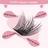 Lash Clusters 72 Pcs Individual Cluster Lashes Diy Lash Extension 8 16Mm Eyelash Clusters Volume Wispy Lashes Super Thin Band Reusable Soft