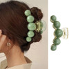 Large Green Pearl Hair Clamps For Women Elegant Acrylic Hair Crab Clips Non Slip Strong Hold For Thick Or Thin Hair